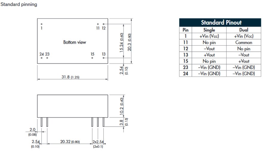 Mechanical Drawing - TRACO Power THM-6 Series 6W DC/DC Converters