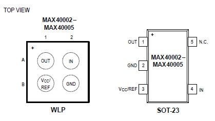 기계 도면 - Analog Devices / Maxim Integrated MAX40002-MAX40005 나노파워 비교기