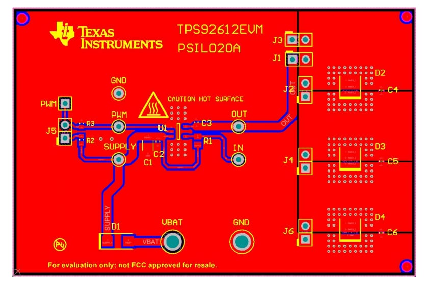 위치 회로 - Texas Instruments TPS92612EVM LED 드라이버 평가 모듈