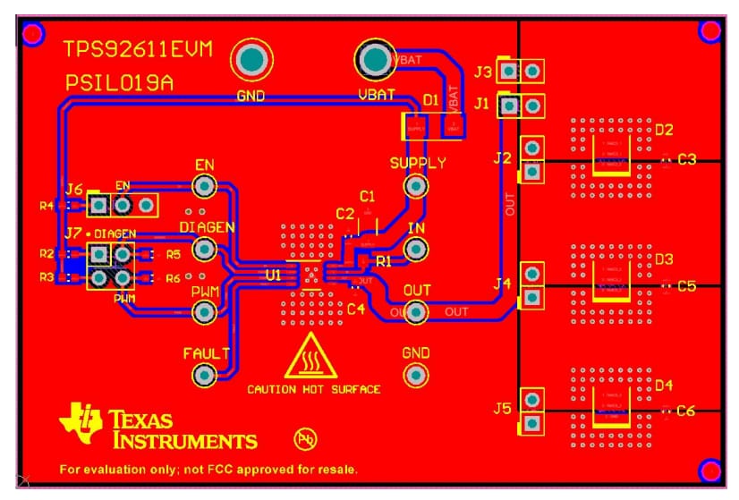 위치 회로 - Texas Instruments TPS92611EVM LED 드라이버 평가 모듈