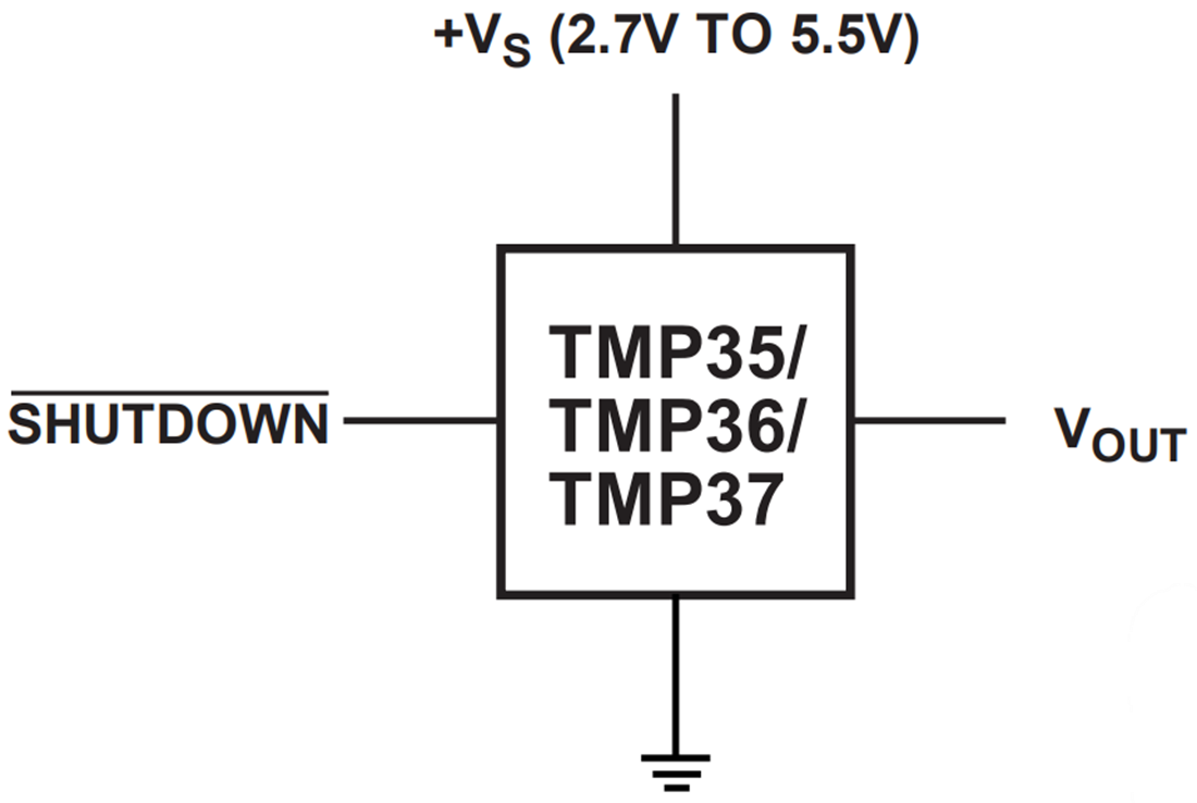 블록 선도 - Analog Devices Inc. TMP35/TMP36/TMP37 저전압 온도 센서