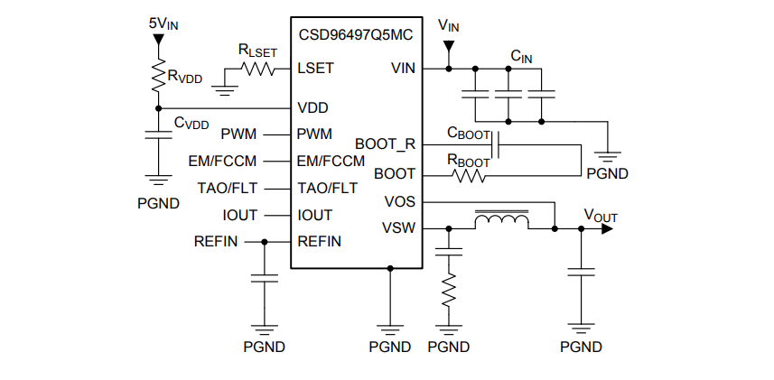 애플리케이션 회로도 - Texas Instruments CSD96497Q5MC NexFET™ 스마트 전력단