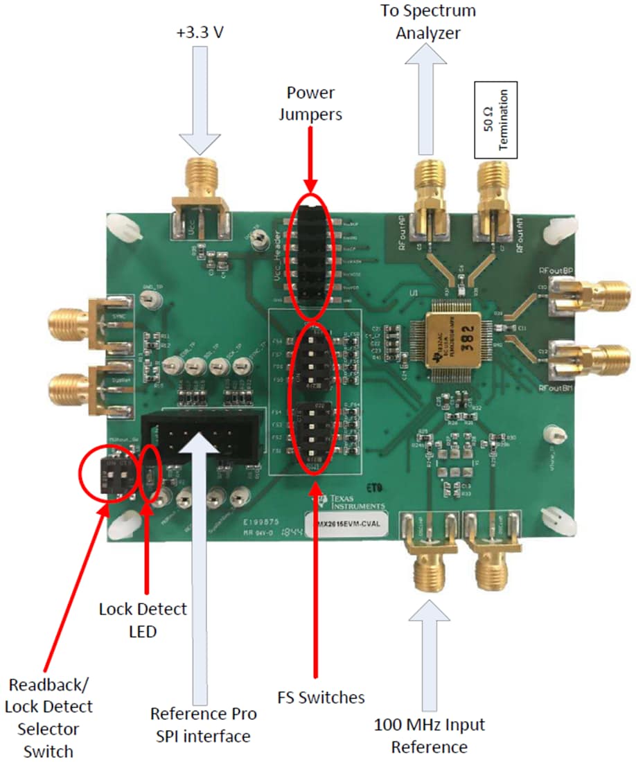 기계 도면 - Texas Instruments LMX2615EVM-CVAL 합성기 평가 모듈