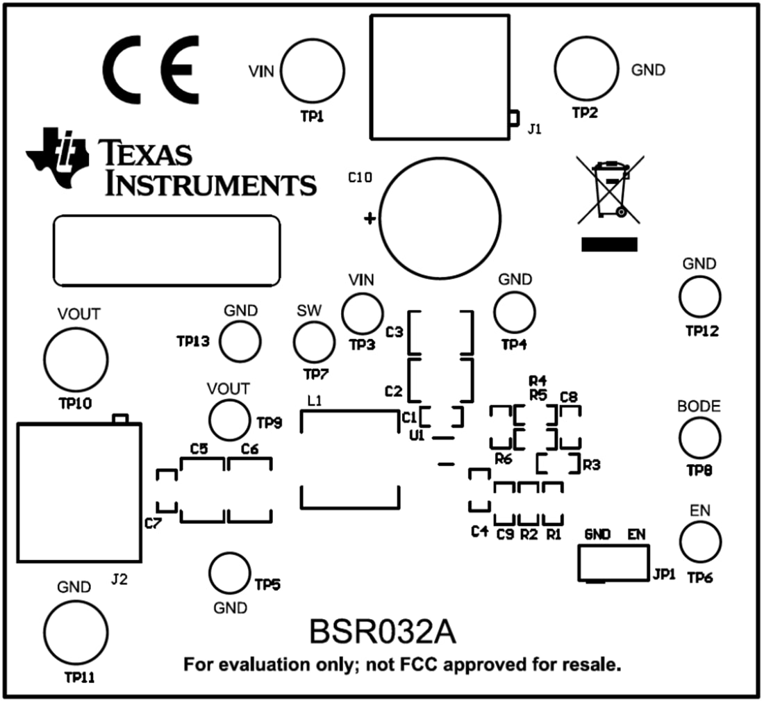 기계 도면 - Texas Instruments TPS563231EVM-032 컨버터 평가 모듈