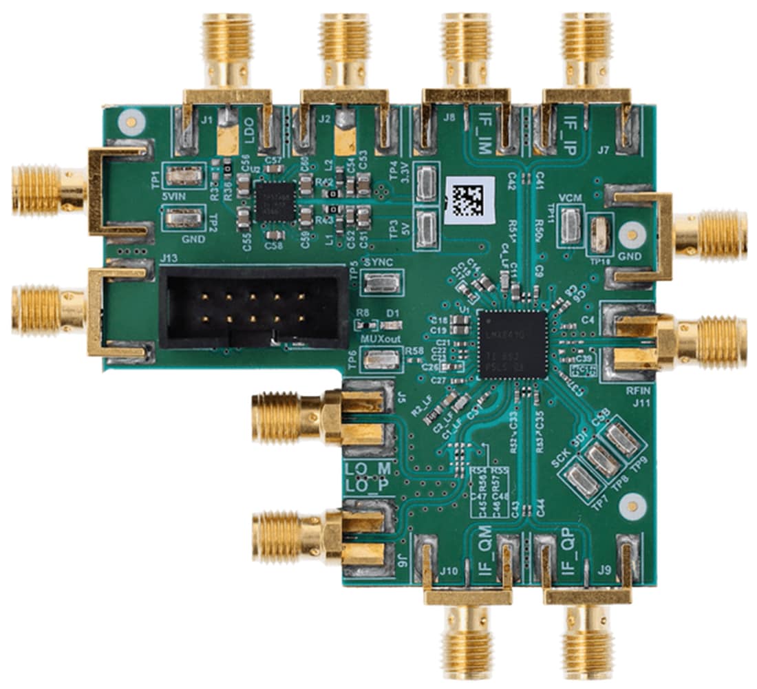 기계 도면 - Texas Instruments LMX8410LEVM I/Q 복조기 EVM