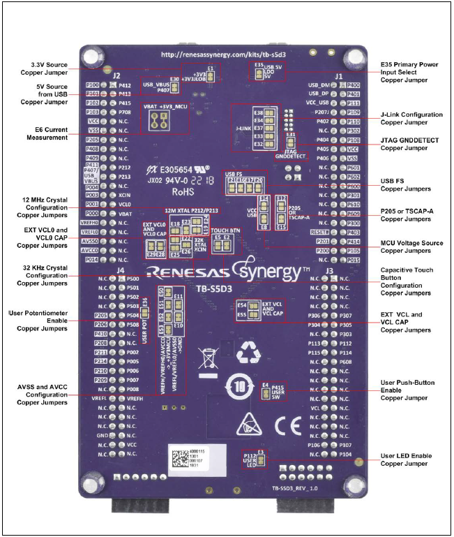 애플리케이션 회로도 - Renesas Electronics Synergy™ TB-S5D3 대상 보드 키트