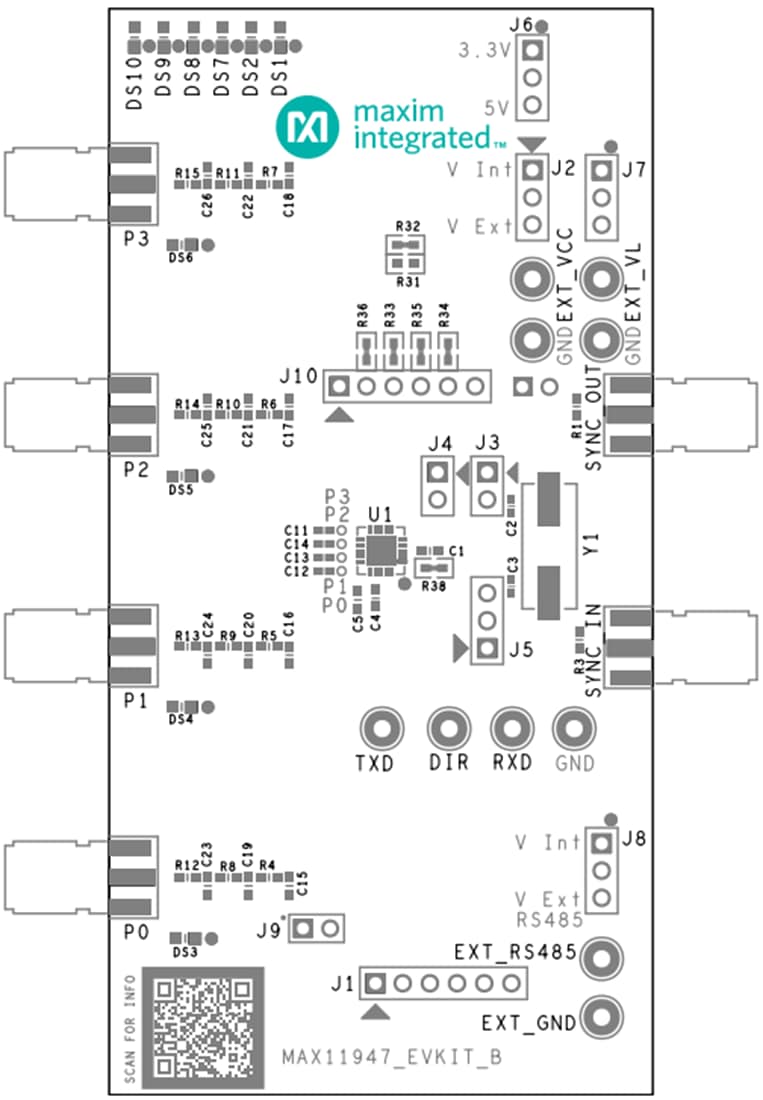 기계 도면 - Analog Devices Inc. MAX11947EVKIT 평가 키트