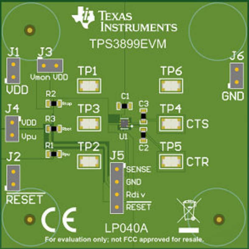 기계 도면 - Texas Instruments TPS3899EVM 전압 감시 장치 평가 모듈