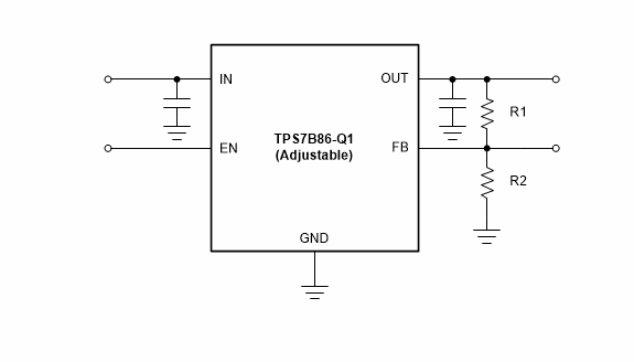 Texas Instruments TPS7B86-Q1 40V 조절 가능 저드롭아웃 조정기