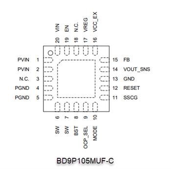 계통도 - ROHM Semiconductor BD9P 시리즈 단일 2.2MHz 벅 DC-DC 변환기