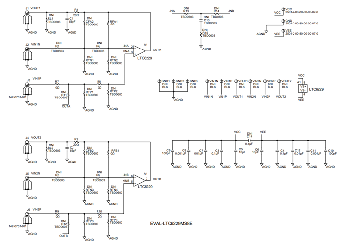 계통도 - Analog Devices Inc. EVAL-LTC6229MS8E 평가 보드
