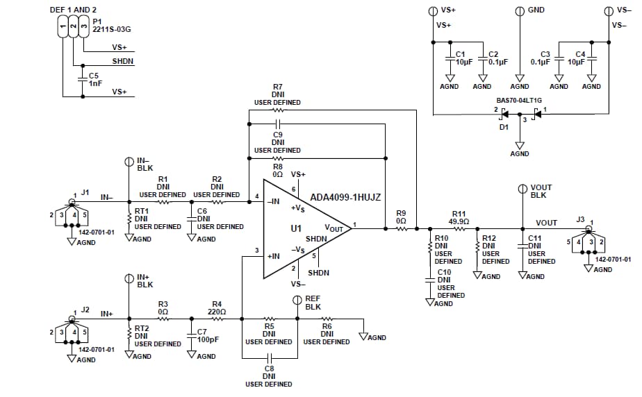 계통도 - Analog Devices Inc. EVAL-ADA4099-1 평가 보드