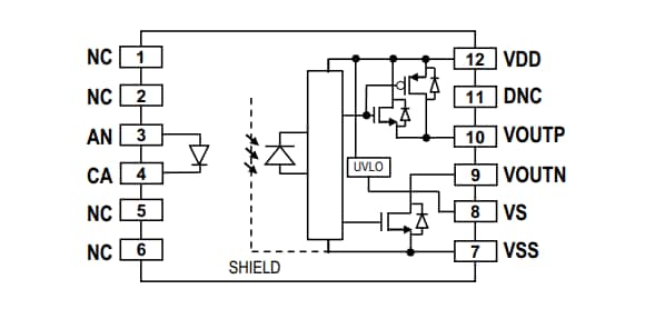 블록 선도 - Broadcom ACFL-3161 10A 600V CTI 게이트 드라이브 광커플러