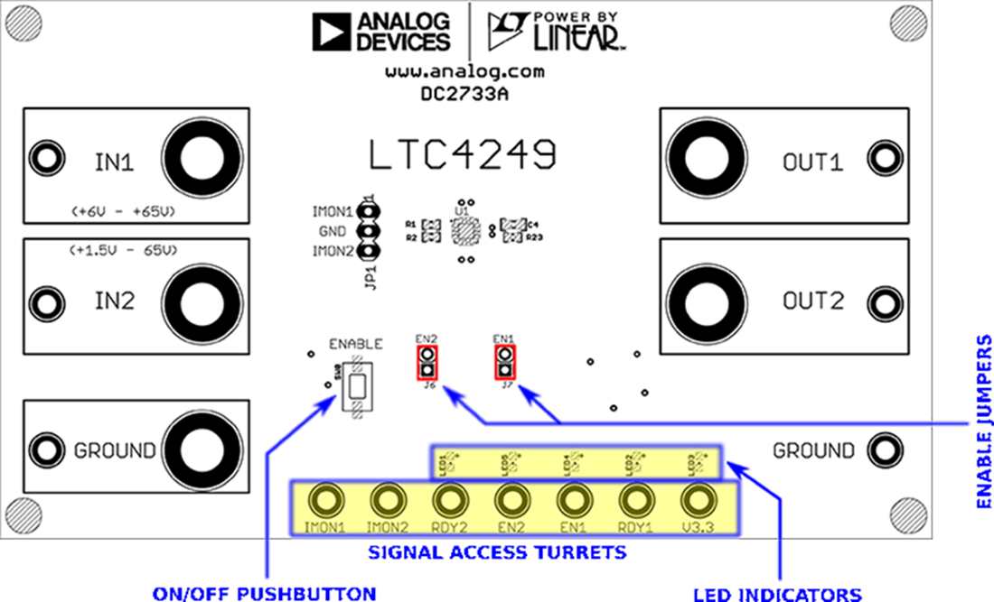 기계 도면 - Analog Devices Inc. LTC4249용 DC2733A 데모 시스템 기계 도면 - Analog Devices Inc. LTC4249용 DC2733A 데모 시스템