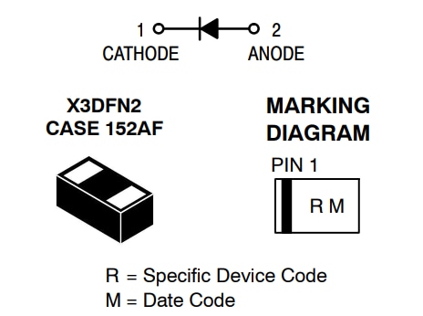 onsemi NSDP301MX3 단일 핀 다이오드