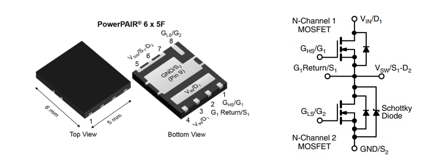 Vishay / Siliconix SiZF906BDT 듀얼 N-채널(D-S) MOSFET