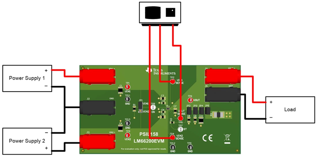 기계 도면 - Texas Instruments LM66200EVM 아이디얼 다이오드 평가 모듈