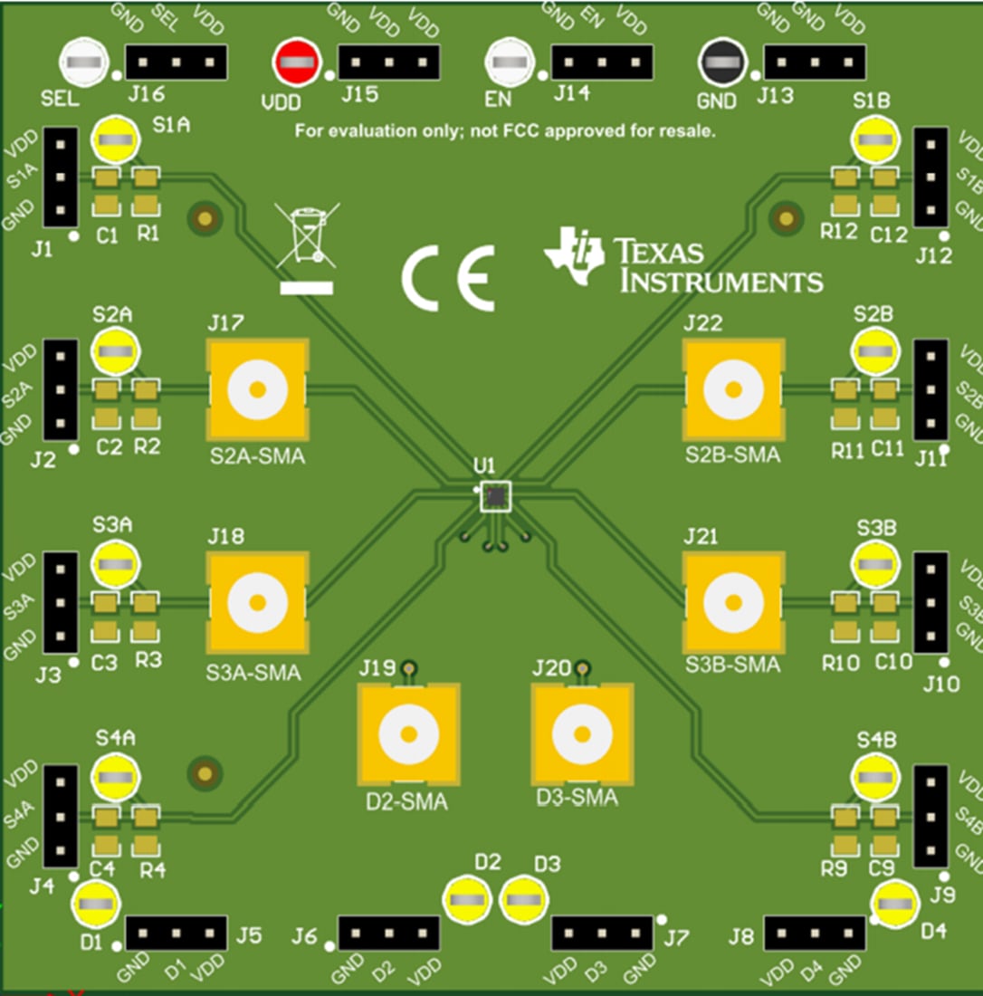 기계 도면 - Texas Instruments TMUX1575EVM 스위치 EVM(평가 모듈)