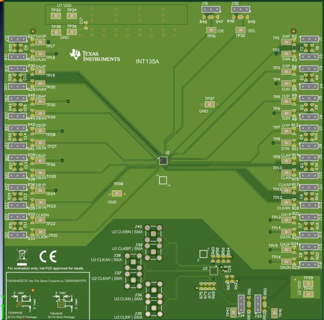 기계 도면 - Texas Instruments TMUX646EVM 스위치 EVM(평가 모듈)