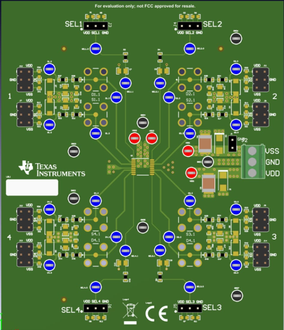 기계 도면 - Texas Instruments TMUX721xEVM 스위치 EVM(평가 모듈)