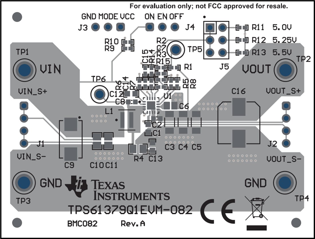기계 도면 - Texas Instruments TPS61379Q1EVM-082 변환기 평가 모듈