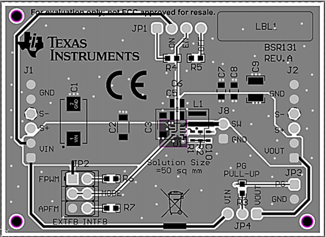 기계 도면 - Texas Instruments TPS629210-Q1EVM 변환기 평가 모듈