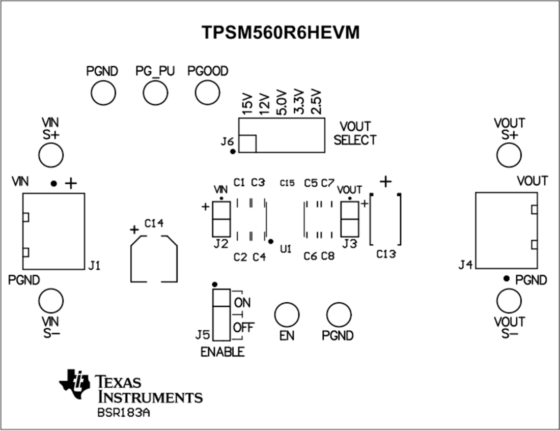 기계 도면 - Texas Instruments TPSM560R6xEVM EVM(평가 모듈)