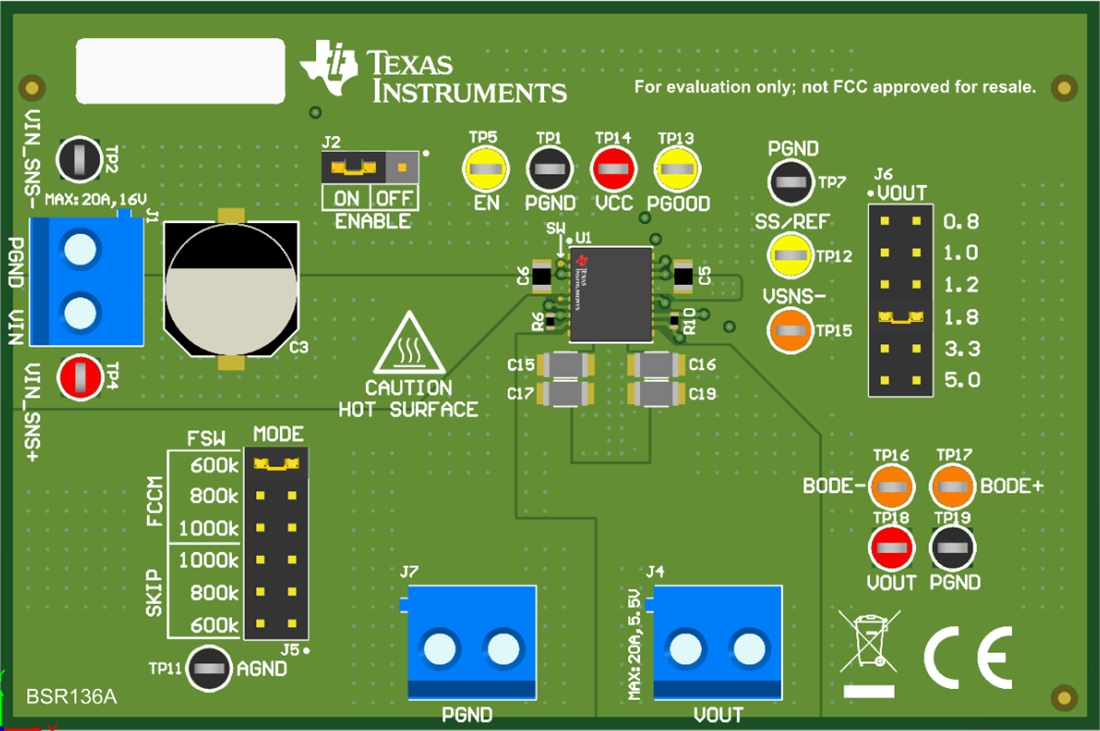 기계 도면 - Texas Instruments TPSM8A29EVM 변환기 평가 모듈