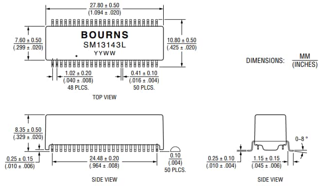 Bourns SM13143EL 10/100/1000 Base-T 변압기 Bourns SM13143EL 10/100/1000 Base-T 변압기