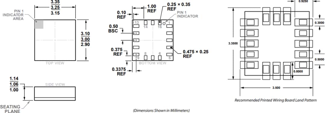 기계 도면 - Analog Devices Inc. ADXL373 Micropower 3축 MEMS 가속도계 기계 도면 - Analog Devices Inc. ADXL373 Micropower 3축 MEMS 가속도계
