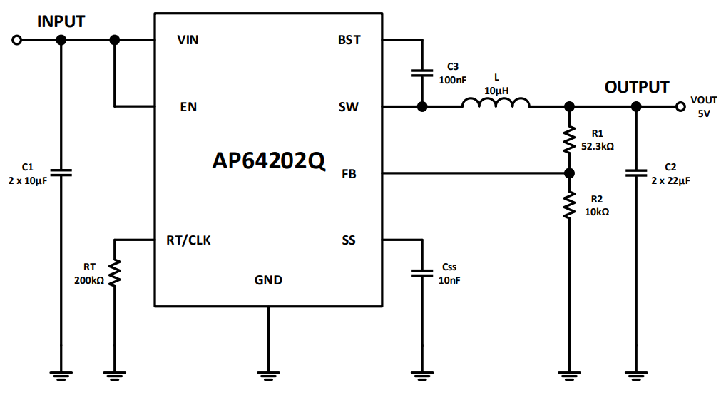 Diodes Incorporated AP64202Q 동기식 벅 변환기 Diodes Incorporated AP64202Q 동기식 벅 변환기