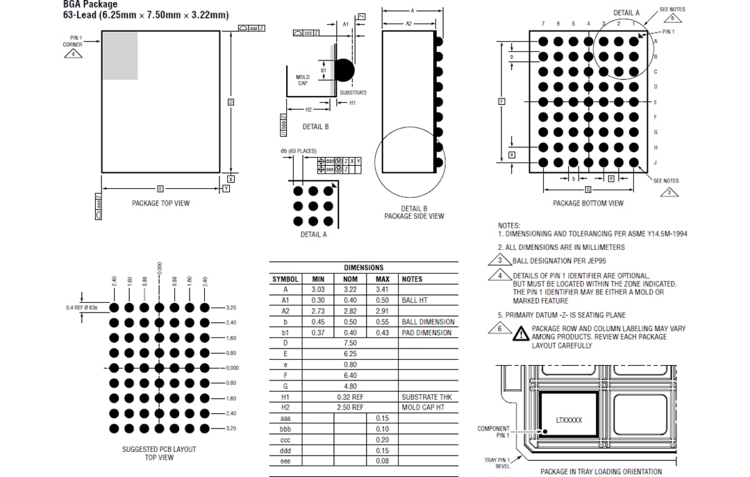기계 도면 - Analog Devices Inc. LTM4705 DC-DC μModule® 레귤레이터 기계 도면 - Analog Devices Inc. LTM4705 DC-DC μModule® 레귤레이터