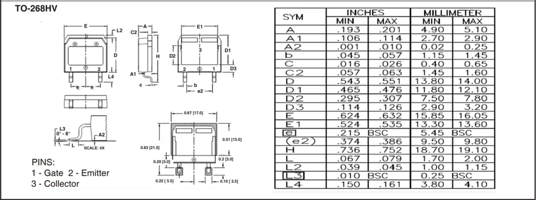 기계 도면 - IXYS IXBx14N300HV 역전도 BiMOSFET™ IGBT 기계 도면 - IXYS IXBx14N300HV 역전도 BiMOSFET™ IGBT