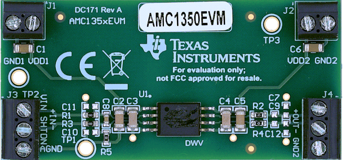 기계 도면 - Texas Instruments AMC1350EVM/AMC1351EVM 평가 모듈
