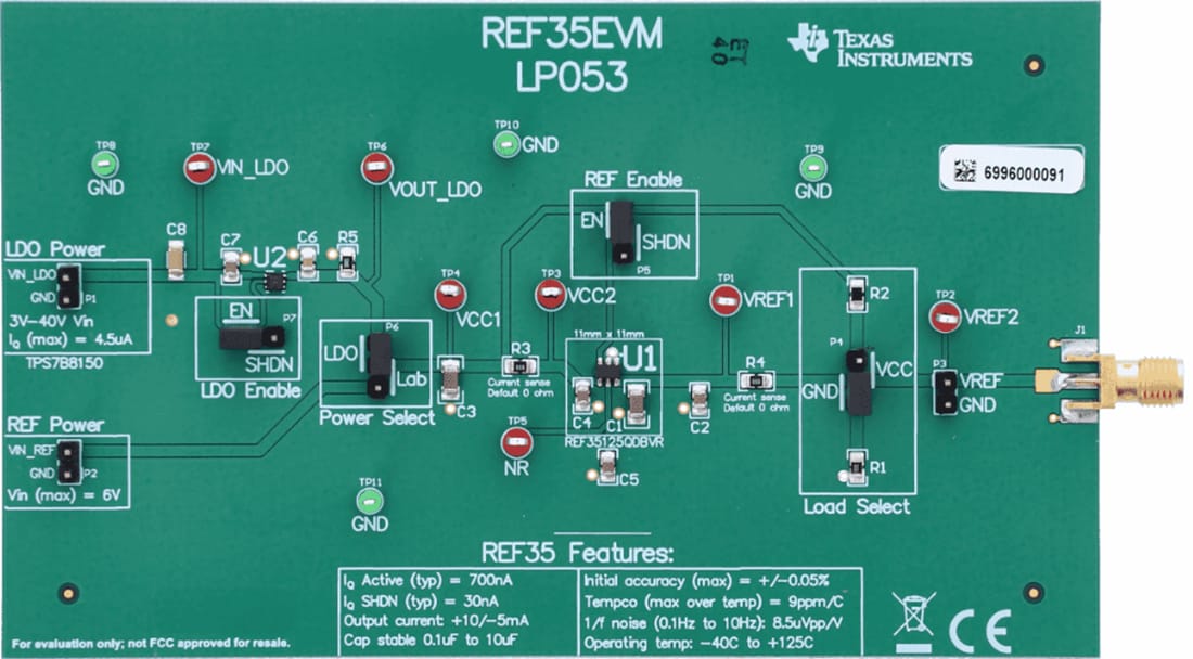 기계 도면 - Texas Instruments REF35 전압 기준 평가 모듈