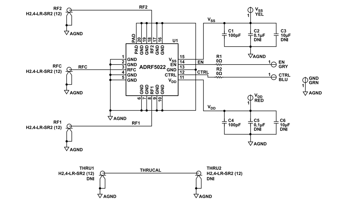 계통도 - Analog Devices Inc. ADRF5022-EVALZ 평가 보드