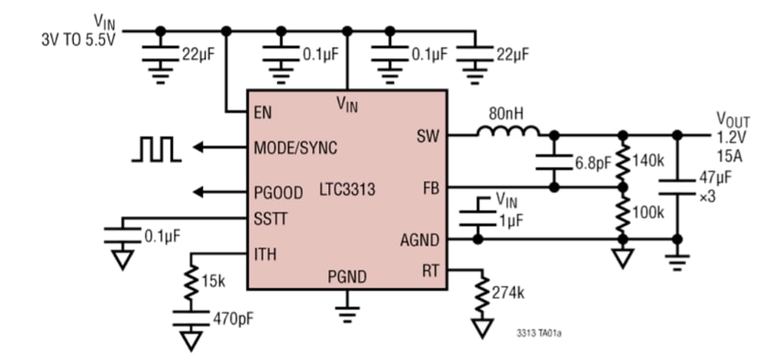 애플리케이션 회로도 - Analog Devices Inc. LTC3313 강압 사일런트 스위처®