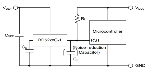 애플리케이션 회로도 - ROHM Semiconductor BD5230G-1TR CMOS 전압 감지기(리셋) IC