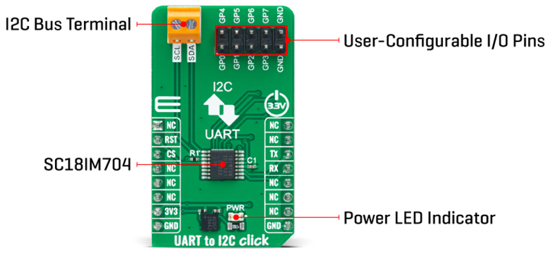 MIKROE-5508 UART to I2C Click - Mikroe | Mouser