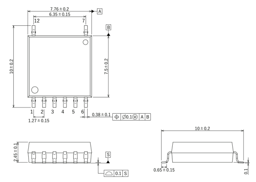 기계 도면 - Toshiba TLX9161T AEC-Q101 광커플러/광계전기