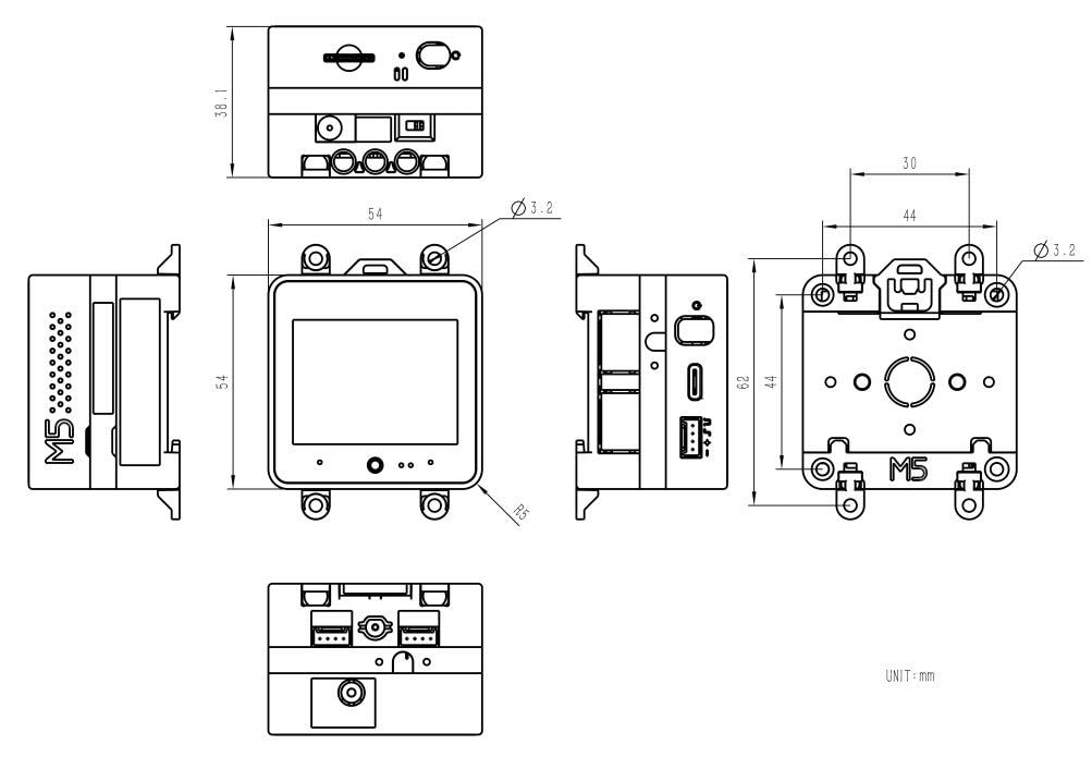 Mechanical Drawing - M5Stack CoreS3 Thread BR Thread Border Router Kit