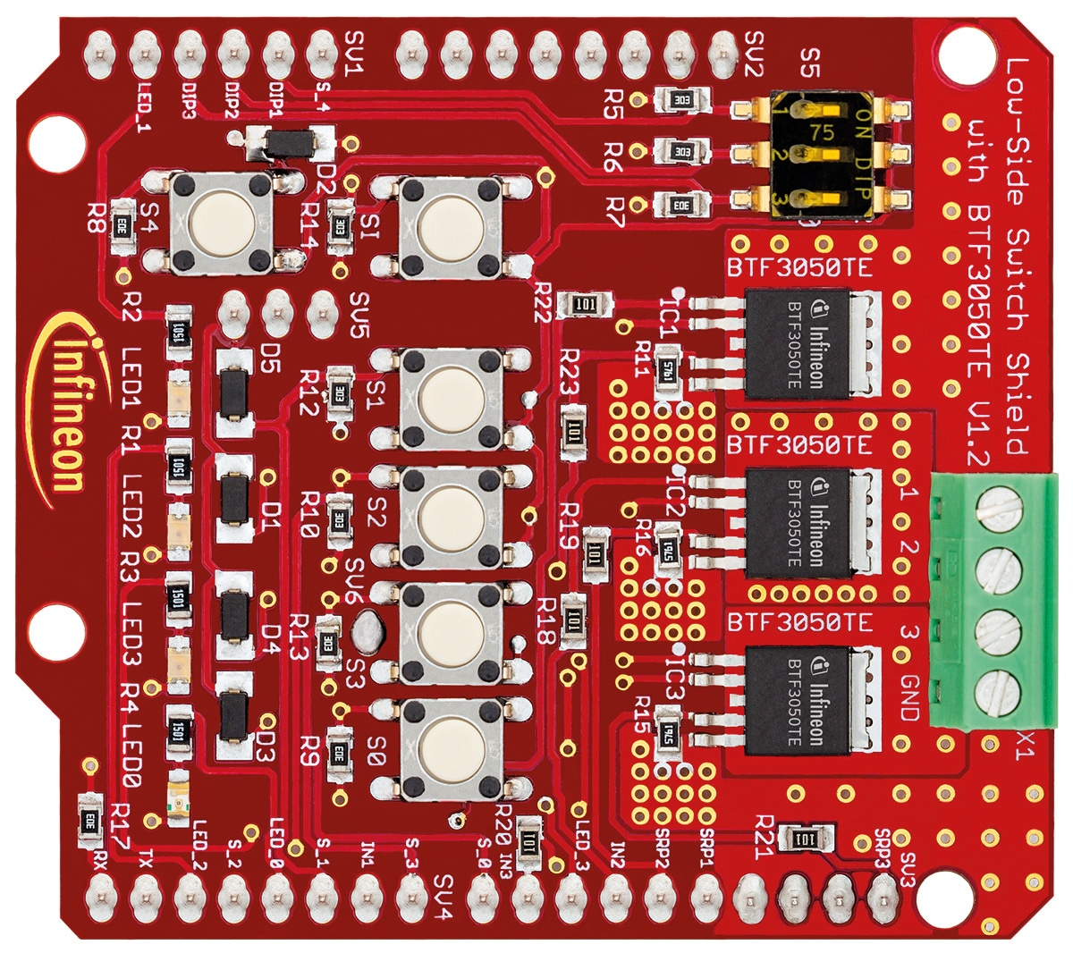 Infineon SHIELD_BTF3050TE Low-Side Switch Shield